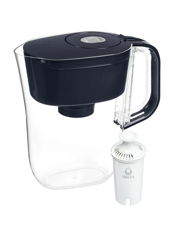 Brita Small 6 Cup Denali Water Filter Pitcher with 1 Standard Filter, Black