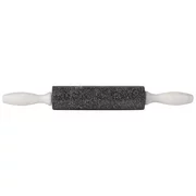 HealthSmart 16" (total length) 8" Charcoal colored Granite Rolling Pin with white Marble Handles.