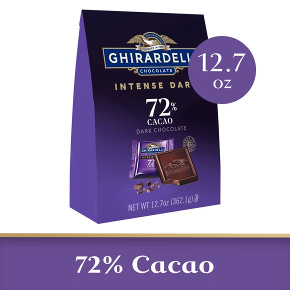 GHIRARDELLI Intense Dark Chocolate Squares, 72% Cacao, 12.7 Oz Bag