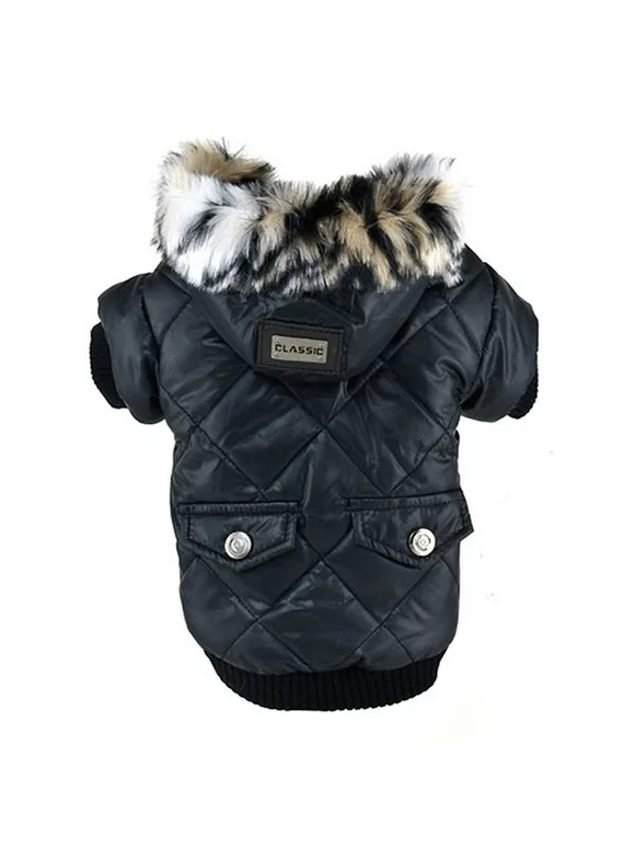 Dog Casual Winter Clothes Large Puppy Dog Cute Warm Coat For Pet Faux Pockets Fur Trimmed Warm Dog Accessories