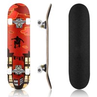 31'' Standard Skateboards Thicker 9 Layer Complete Skateboard with Anti-slip Concave and PU rollers for Kids Ages 5+ - Pro Canadian Maple Deck - Max Rider Weight 220 pounds
