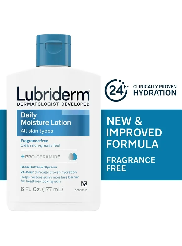 Lubriderm Unscented Daily Moisture Lotion + Pro-Ceramide, 6 fl. oz