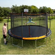 JumpKing 15 ft. Trampoline 7 Legs 7 Poles with Bonus Basketball Hoop (300 lb. Weight Limit) Box 1 of 2
