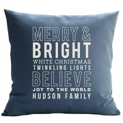 Personalized RedEnvelope Seasons Greetings Throw Pillow w/Insert Blue 12x18