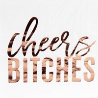 Andaz Press Rose Gold Foil Lunch Napkins 6.5-Inch, Cheers B**ches, 50 PK, Shiny Metallic Party Supplies Tableware Decor