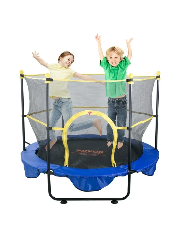 BENTISM 60'' Trampoline for Kids, 5FT Toddlers Trampoline with Enclosure Net and Balls, Mini Trampoline, Indoor & Outdoor Trampoline
