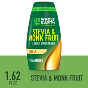 (2 Pack) Whole Earth Sweetener Vanilla Liquid Stevia and Monk Fruit Sweetener, 1.62 Fl Oz