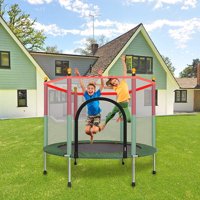 Kids Trampoline with Safety Enclosure Net, Trampoline for Kids Outdoor, Parent Child Interactive Game Fitness Trampoline Toys for Gift