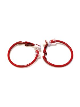 Small Clip-on Earrings 1 inch Red Hoop Earrings Non Pierced