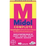 Midol Complete Menstrual Pain Relief Caplets with Acetaminophen, 40 ct