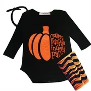 StylesILove Halloween Pumpkin 4-piece Baby Girl Costume Clothing Set (6-12 months)