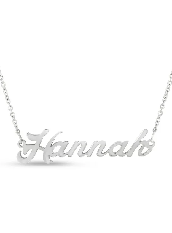 SuperJeweler Hannah Nameplate Necklace in Silver, 16 inches All Names Available for Women, Teens and Girls!