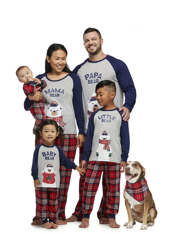 Jolly Jammies Plaid Bears Matching Family Christmas Pajama Set, Women’s