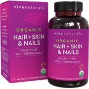 Organic Hair Skin and Nails Vitamins for Women with Biotin, Hair Vitamins and Skin Vitamins That Promotes Healthy Hair and Nail Growth, 120 Tablets Hair Skin Nails