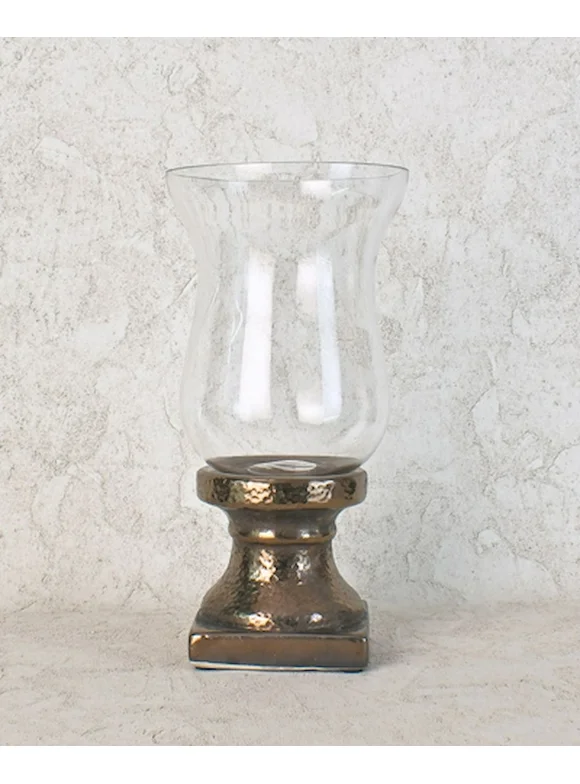 Stone Ware And Hurricane Lamp Shaped Candle Holder