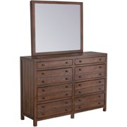 Cambridge Laurel Storage 8-Drawer Dresser and Mirror Set in Rustic Brown