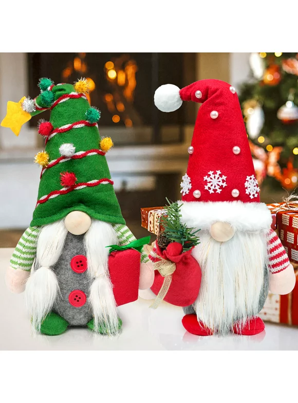 Ayieyill 2pc Christmas Gnomes Plush Decorations - Christmas Ornaments - Swedish Tomte Handmade Gnome Gift, Holiday Home Decor 12.2 inch