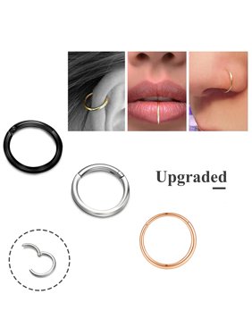3PCS Cartilage Earring Hoop 18G 8mm Surgical Steel Septum Jewelry Tragus Piercing Nose Ring