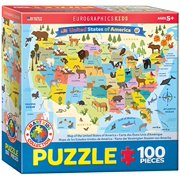EuroGraphics Illustrated Map of The United States of America 100-Piece Puzzle