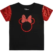 Minnie Mouse Girls' Sequin Short Sleeve T-Shirt - Disney (XS-4/5) Red