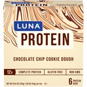 LUNA Protein Snack Bars, Gluten Free, Chocolate Chip Cookie Dough Flavor, 6 Ct, 1.59 oz