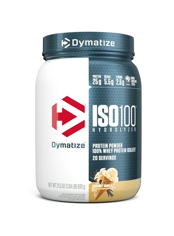 Dymatize ISO100 Hydrolyzed Whey Isolate Protein Powder, Gourmet Vanilla, 20 Servings