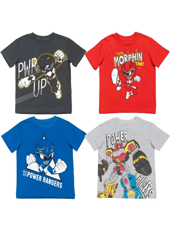 Power Rangers Little Boys 4 Pack Graphic T-Shirts Blue/Red/Grey/Black 6