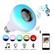 Wireless 12W E27 Led RGB Colorful Changing Mini Bluetooth Speaker Smart Music Audio Bulb Speaker +Remote Control