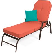 Best Choice Products Adjustable Outdoor Chaise Lounge Chair Furniture for Patio, Poolside w/UV-Resistant Cushion - Red