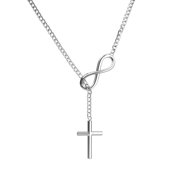Stainless Steel Infinity Charm Cross Pendant Womens Silver Jewelry Necklace Gift