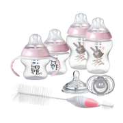 Tommee Tippee Closer to Nature, Newborn Baby Bottle Feeding Set, Pink, Girl