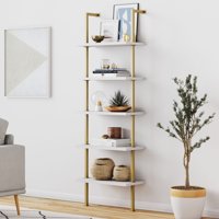 Theo 5-Shelf Ladder Bookcase, Industrial, Nathan James