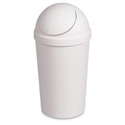 Round Swing Top Waste Basket Dust Container Recycling Bin Trash Can for Home Powder Room Kitchen Office Garbage Bathroom Indoor Outdoor Janitor Cleaning 3 Gallon Capacity 11.4L,18.5x9.5-White (1)