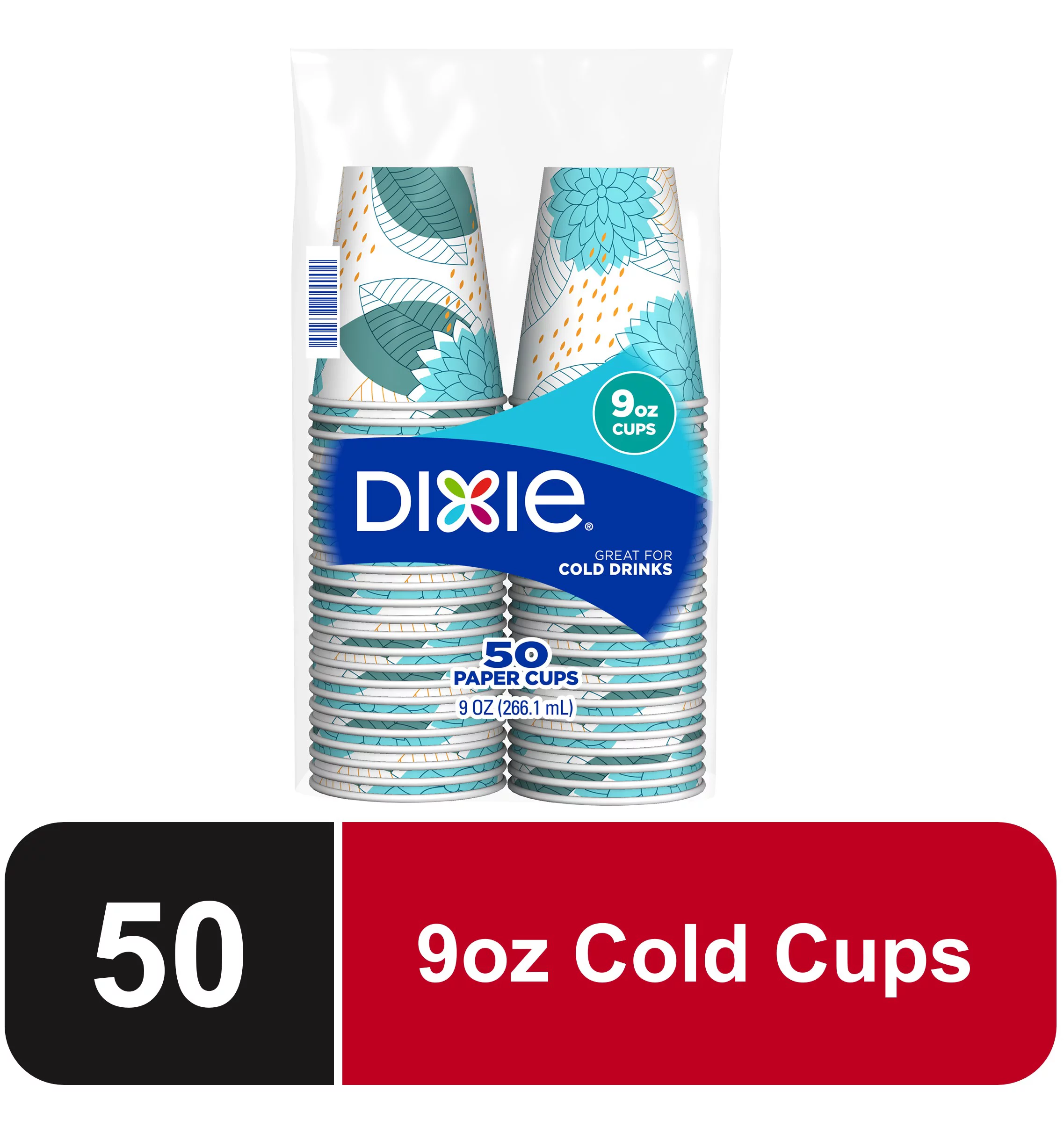 Dixie 9oz Cold Beverage Paper Cups, 50 Count