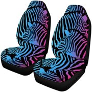 FMSHPON Set of 2 Car Seat Covers Colorful Zebra Universal Auto Front Seats Protector Fits for Car,SUV Sedan,Truck