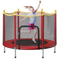 54 Inch Large Kids Trampoline with Mesh Enclosure,Toddler Enclosed Trampoline Children Bouncing Exercise Jumping Bed,Support Up to 220Lb, Best Gift for Kids