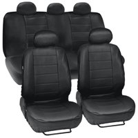 Motor Trend Faux Leather Car Seat Covers Full Set, Black - Front and Rear Seat Covers for Car Truck Van SUV