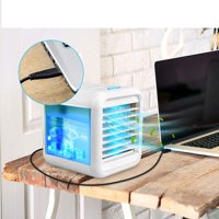 Ultra-Quiet Personal Air Cooler, USB Evaporative Coolers with Waterbox, Multifunctional Fan with LED Light and 3 Fan Speed, USB Charging, Suitable for Home Office Bedroom Kids