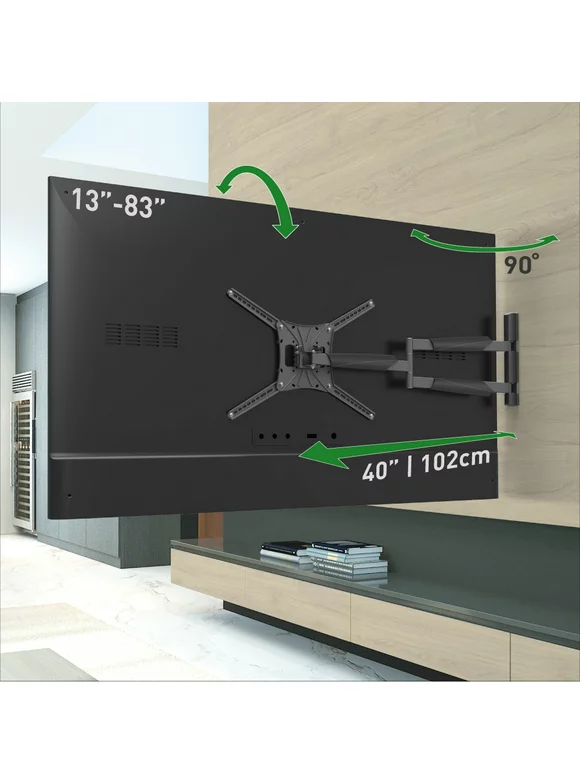 Barkan 13 - 83 inch Full Motion - 4 Movement Extra Long TV Wall Mount Black Extremely Extendable Cable Management