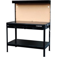 WORKPRO Multipurpose 48-Inch Workbench with Work Light and Pegboard, Wood