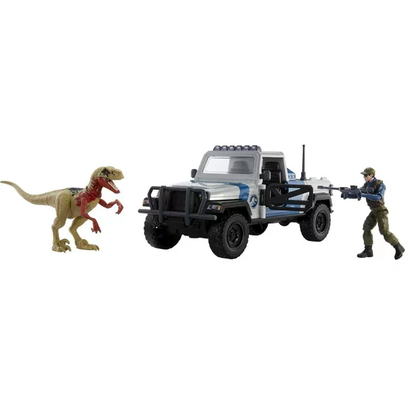Jurassic World Search 'n Smash Truck Set with Atrociraptor Dino & Human Action Figure Toys