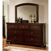 Furniture of America Caiden 7 Drawer Dresser and Mirror Set in Cherry