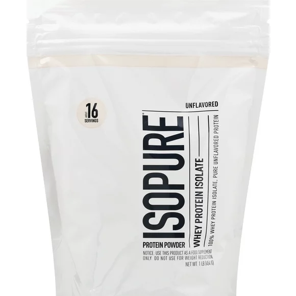 Isopure, Zero Carb 100% Whey Protein Isolate, 25g Protein Powder, Unflavored, 1 lb