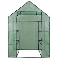 Mini Walk-in Green House Indoor Outdoor Garden Yard Patio 3 Tier 6 Shelves Movable Plant Greenhouse for Growing Flowers Potted Plants