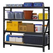 Edsal 77"L x 24"W x 72"H 4-Shelf Welded Steel Storage Rack with Adjustable Wire Shelves, 8,000lb Capacity, Black
