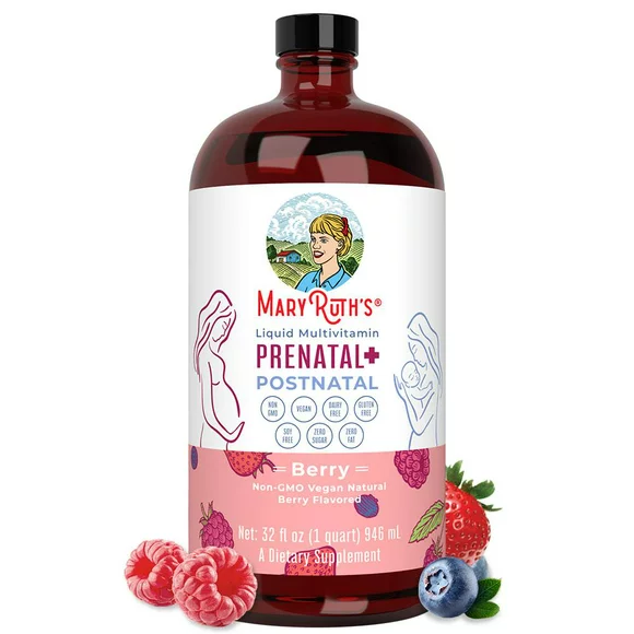 MaryRuth Organics | Liquid Multivitamin Prenatal & Postnatal | Pregnant & Lactating Women Multivitamin | Berry Flavor | 32 Fl Oz