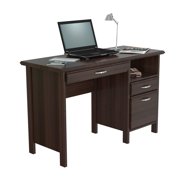 Inval Laminate Office Desk with 2-drawers and Open Storage, Espresso