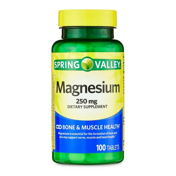 Spring Valley Magnesium Bone & Muscle Health Dietary Supplement Tablets, 250 mg, 100 Count