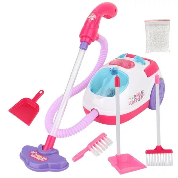 Kids Vacuum Cleaner Toy,Pink Mini Vacuum Cleaner,Toddlers Cleaning Set Toy for Role Play Parent Child Game