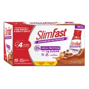 SlimFast Advanced Nutrition Meal Replacement Shake, Caramel Latte, 11 Fl Oz, 15 Ct